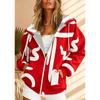 Women's 3D Printed Zipper Hooded Sweatshirt, Long Sleeves, Casual Sport Style