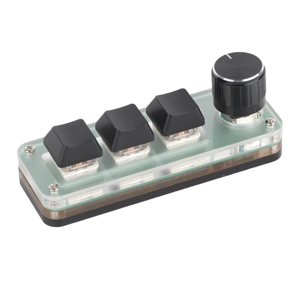 3 Key Small Keypad Multifunctional Shortcut RGB Backlight USB Mechanical Keyboard with Knob for DIY Programming Gaming