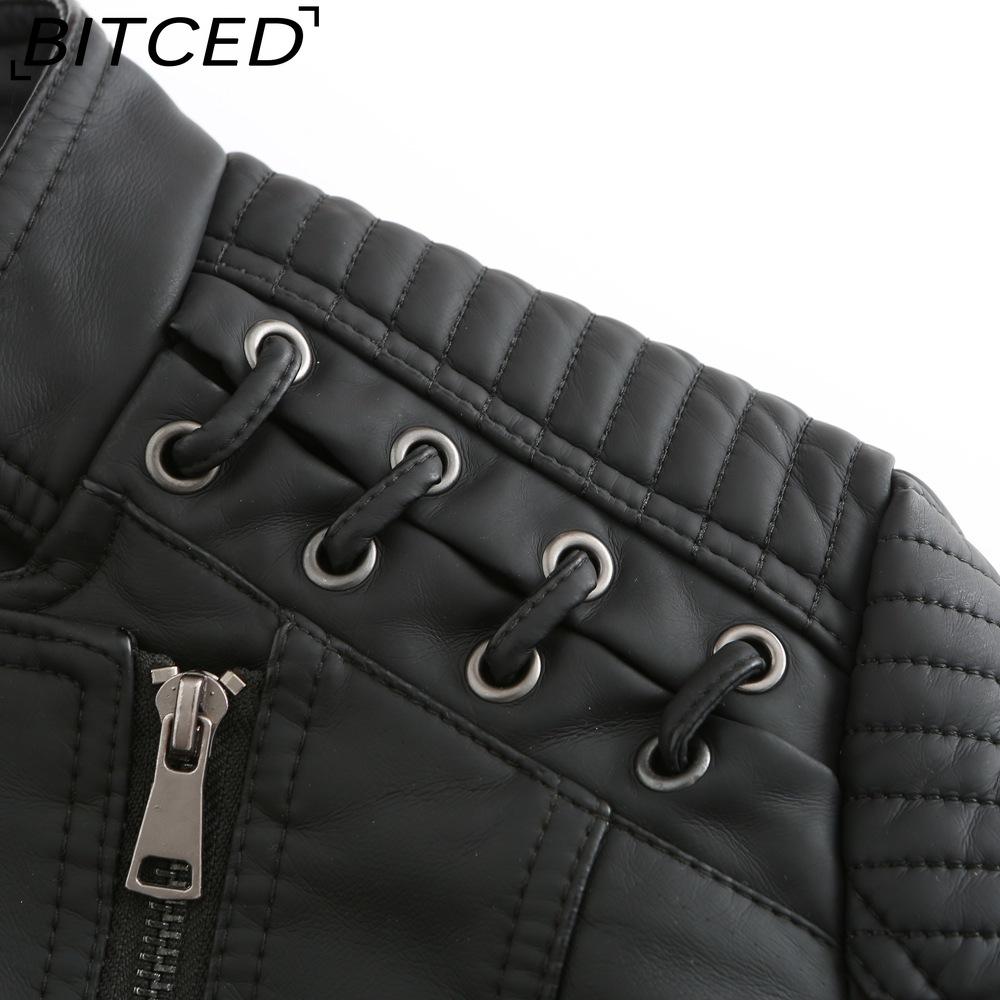 BITCED Spring/Autumn Women's Leather Jacket - Short Fit, Slim-Cut, Lightweight Leather Coat, Biker Style
