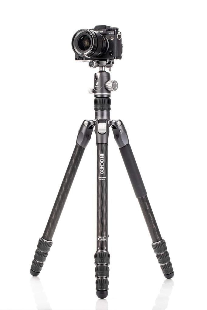 BENRO Rhino Carbon Fiber Travel Tripod with Pan Head, Lightweight and Foldable (FRHN24C + VX25 2-Type, 4-Section)