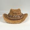 Hollow straw hat Summer sunshade cowboy hat Handwoven hat Outdoor sunscreen straw hat Corn husk