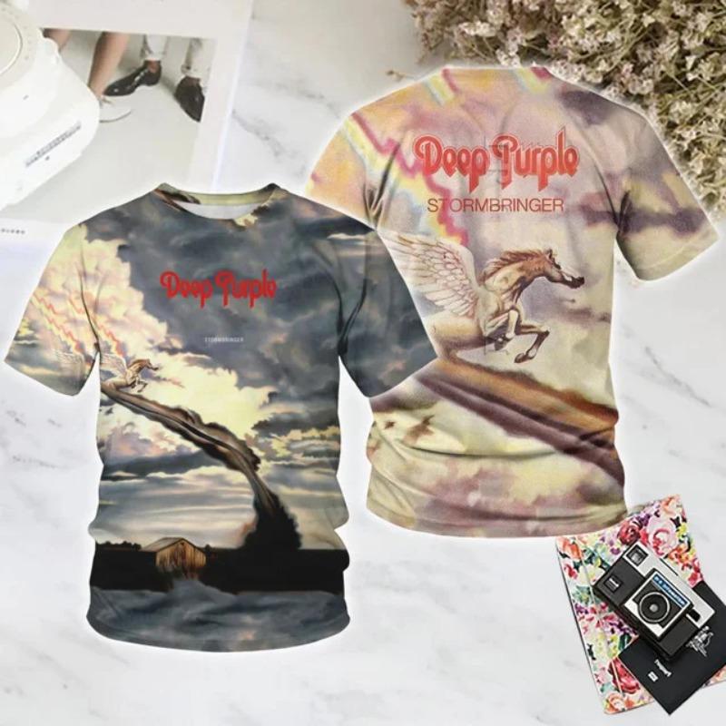 Camiseta de Rock Banda Deep Purple Camiseta con Estampado 3D Hombres Mujeres Moda Casual Camiseta de Manga Corta Camisetas para Niños Ropa de Verano para Hombres