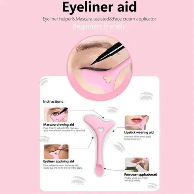 Silicone Multifunctional 4 In 1 Tool for Face Cream Spoon Eyeline Eyelashes Stencils Lipstick Wearing Aid Makeup Assistance Tool