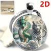 Modern Style Dragon And Tiger Keyring Glass Alloy Pendant For Gift Giving And Decoration