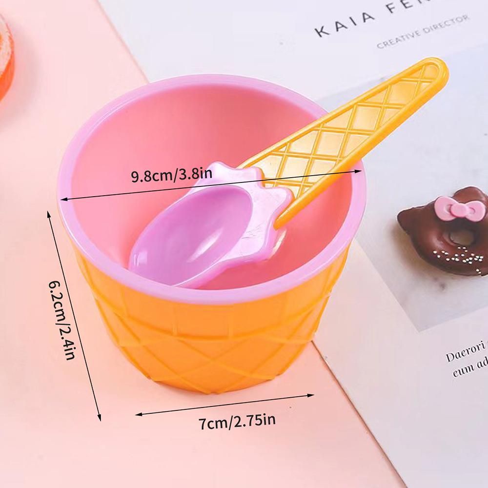 Cartoon Double Ice Cream Scoop Bowl Set, Perfect For Desserts Kids Ice Cream Cup Summer Holiday Party Home Kitchen