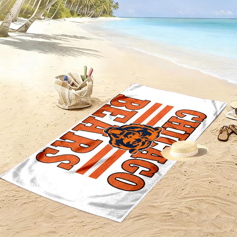 Chicago Bears Print Beach Towel, Large Soft Quick Dry Towel for Beach Camping Swimming
