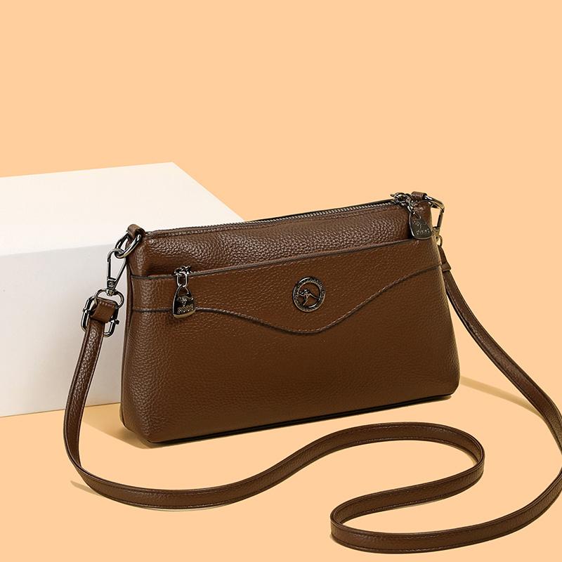 Elegant Crossbody Bag with Textured Finish and Dual Zip Pockets