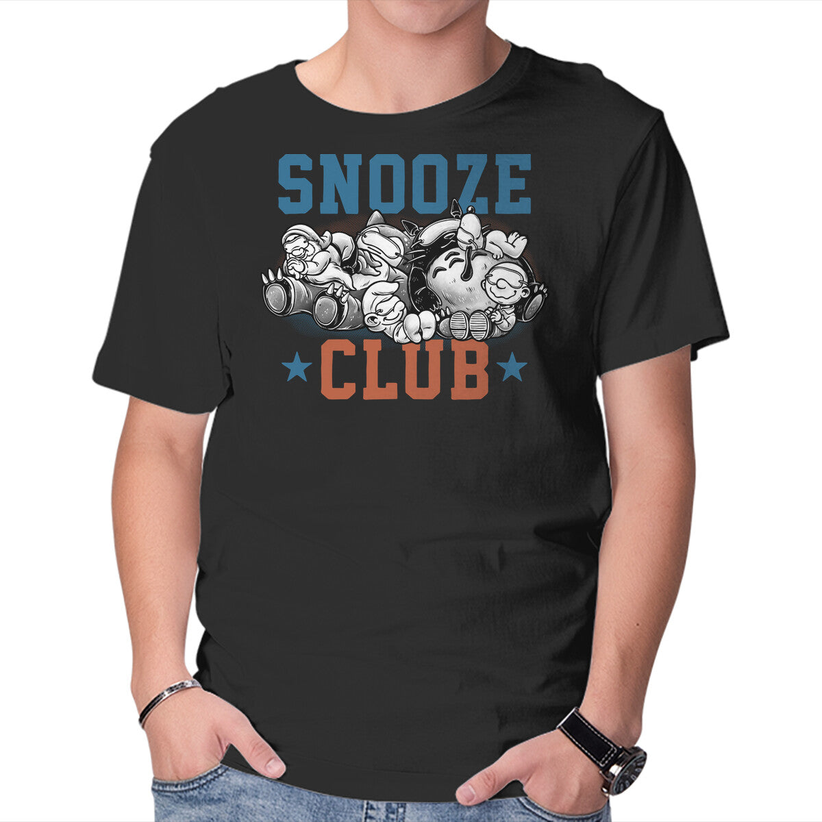 Unisex Crew Neck T-Shirt Snooze Club Graphic Short Sleeve Casual Tee XXXL