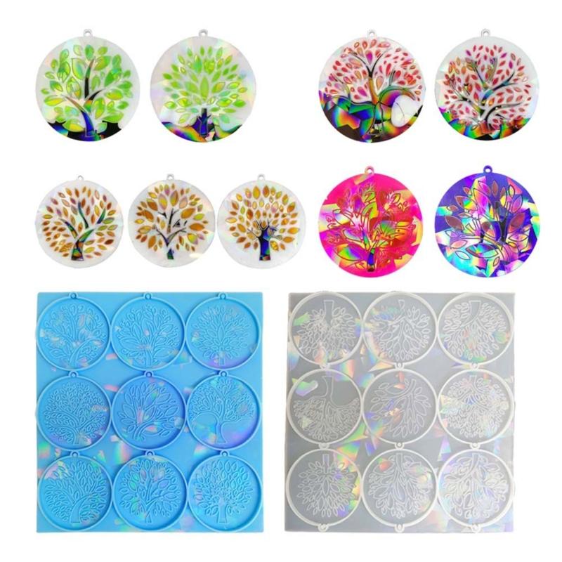 Life Tree Pattern Silicone Mold Holographic Resin Mold DIY Keychain Jewelry Ornament Pendant Tool Crafts Making Supplies