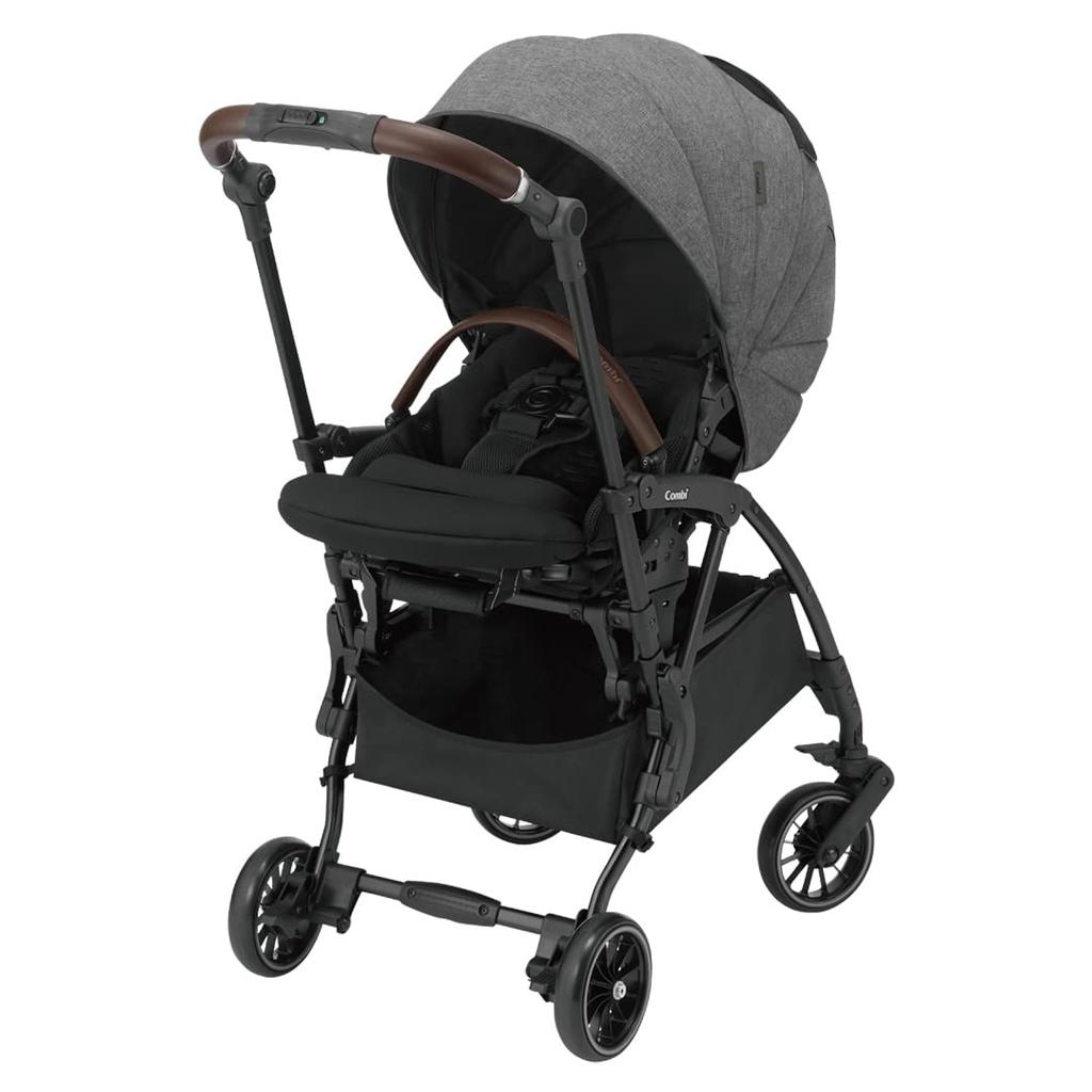 COMBI A-Type (double-facing) Stroller for Babies from 1 Month To 36 Months, White Label Sugocal Minimo Plus, Egg Shock AN, Revue Gray. A Lightweight,