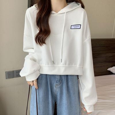 Hooded Casual Short Sweatshirt Women's Long Sleeve Top