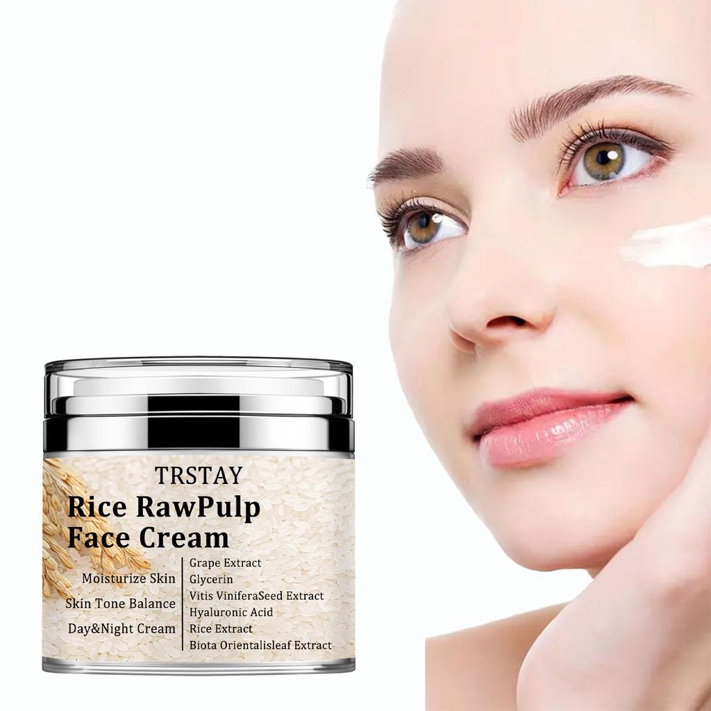 Rice Raw Pulp Face Cream Day & Night Cream Moisturizing and Lightening Fine Lines Moisturizing Tightening Whitening Cream