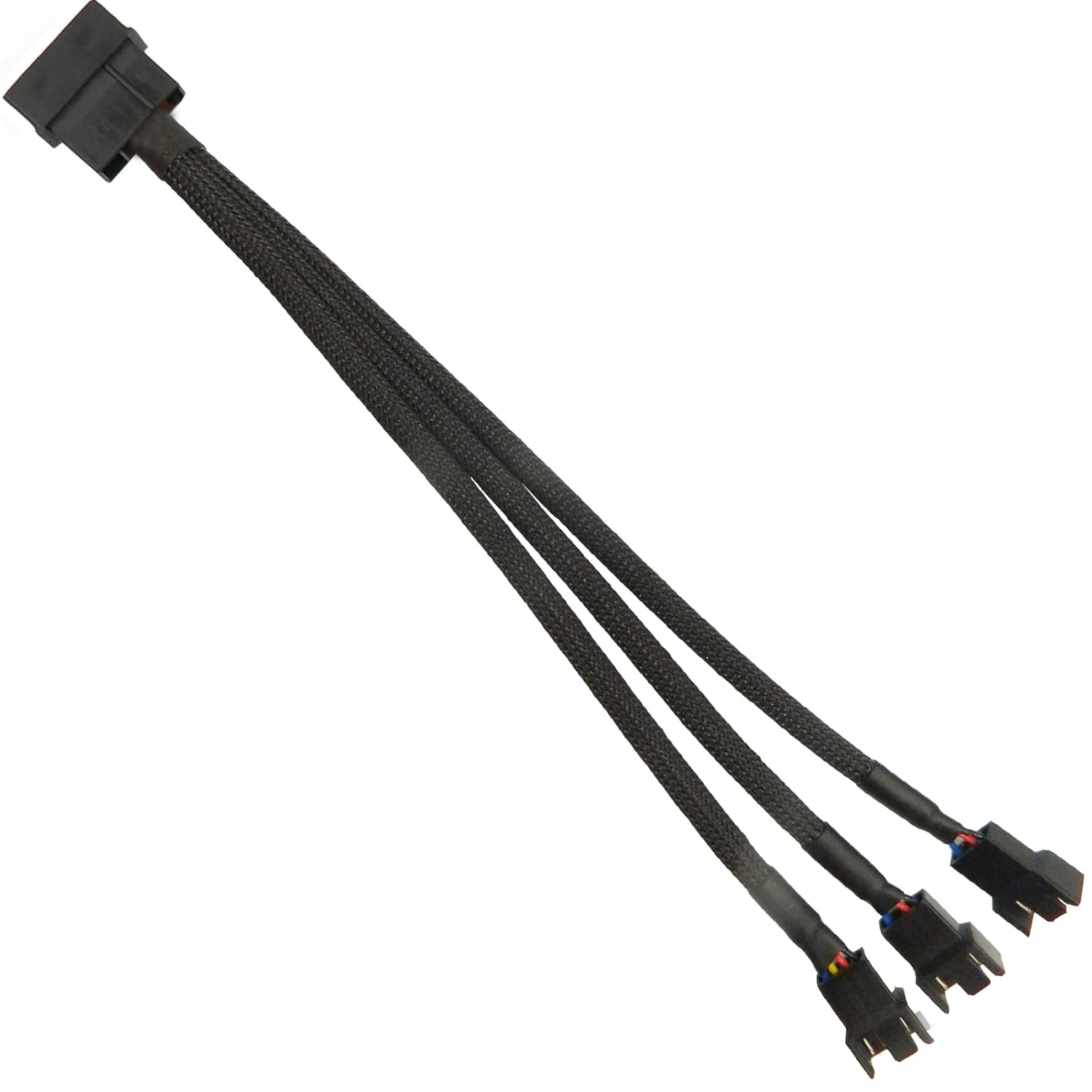 FBHDZVV 4Pin PMW Fan Splitter Cable to 3Pin/4Pin PC Case Fan Sleeved Adapter Cable 1 to 3 PMW Fan Splitter Extension Power Cable Splitter Y Power