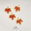 18K Gold-Plated Autumn Red Zircon Maple Leaf Necklace with Micro-Pave Accents