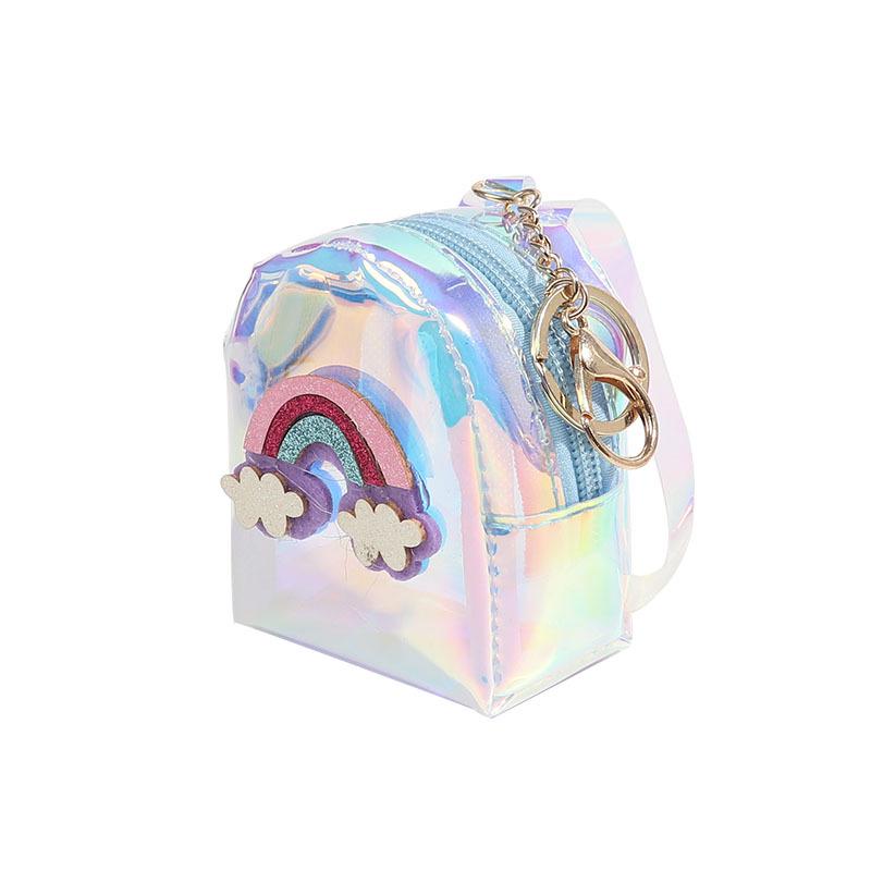 Creative Rainbow Laser Transparent Coin Purse: Sweet Lady Small Wallet, Key and Lipstick Holder, Earphone and Coin Pouch.