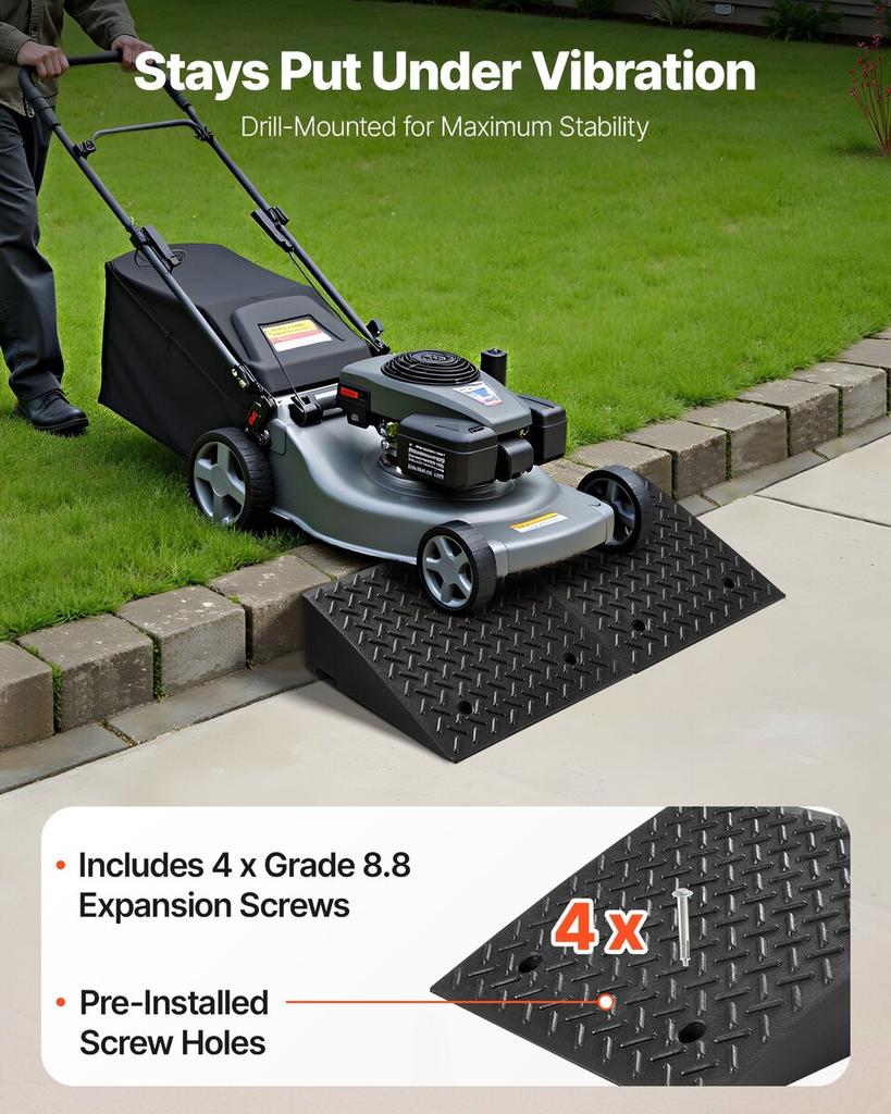 Driveway Curb Ramp, 3.175 Tons Load Capacity, 17.8 cm Rise Height Heavy Duty Curbside Bridge Ramp with Drainage Tank for Wheelchairs, Strollers,