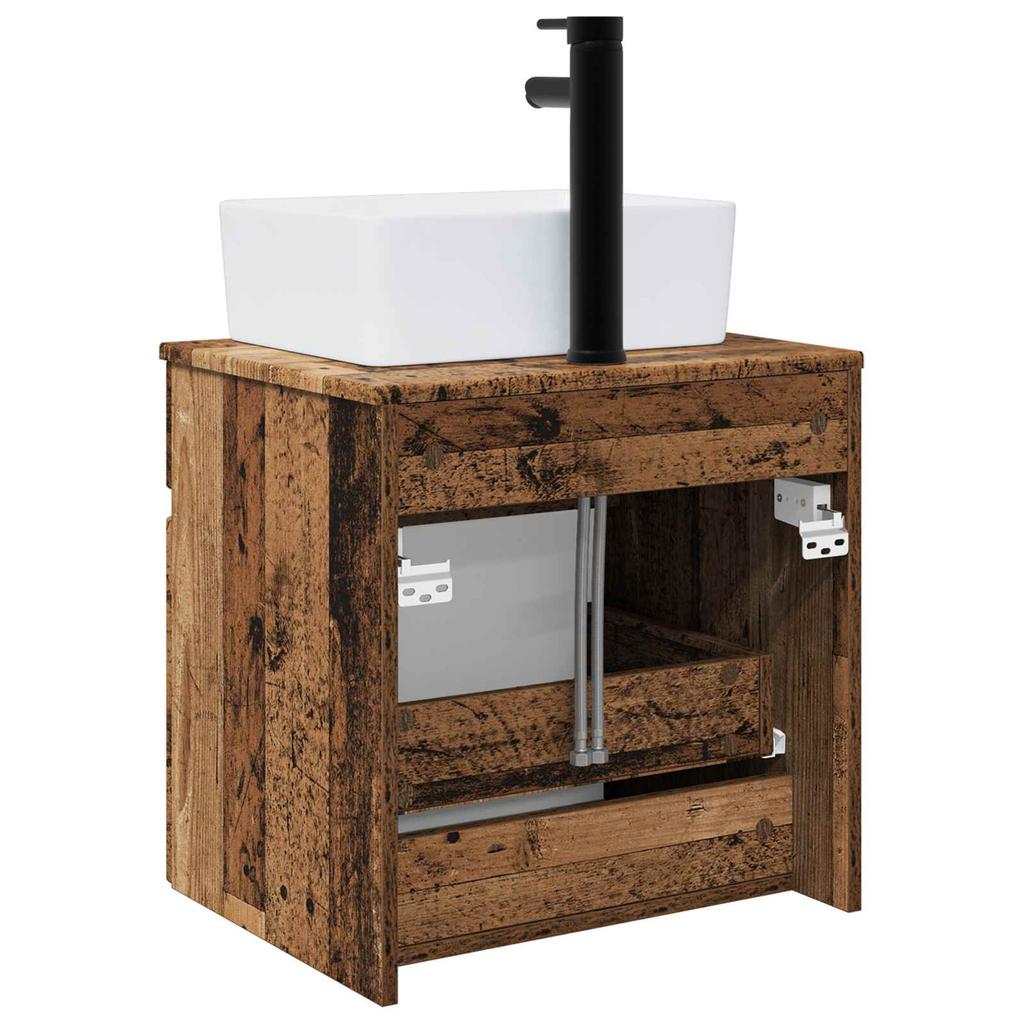 Wall Mounted Washbasin Vanity Unit Reclaimed Wood Look 49 X 41 X 63 Cm