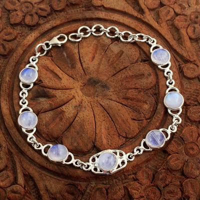 Natürliches Mondstein-Armband aus massivem 925er Silber, handgefertigter Geburtsstein-Schmuck