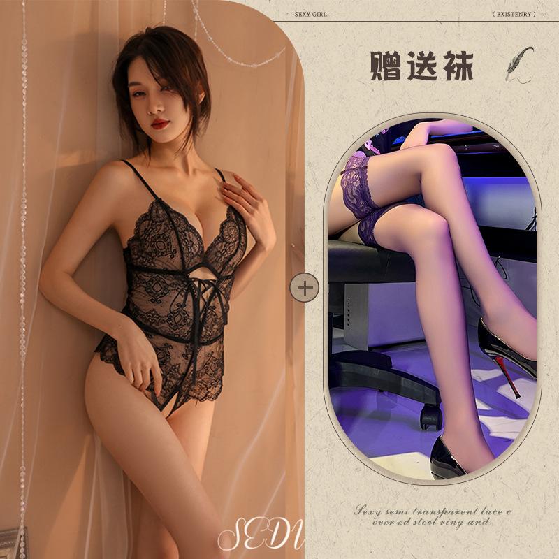 Sex Lingerie Seductive Sexy Lace One-piece Suit Open File Free