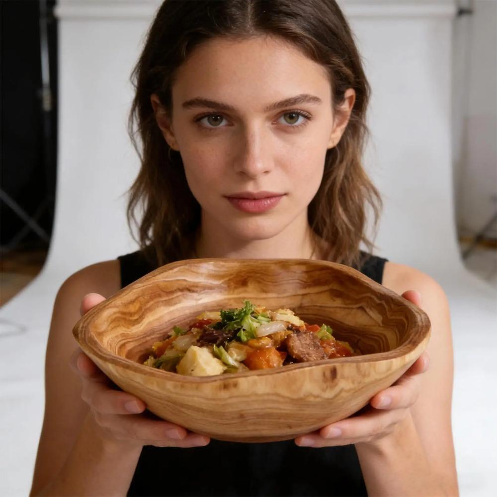 Irregular Shape Fruit Tray Polished Serving Bowl Creative Wooden Salad Bowl  Vegetable