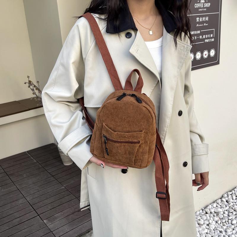 Corduroy backpack new women's bag fashionable simple backpack