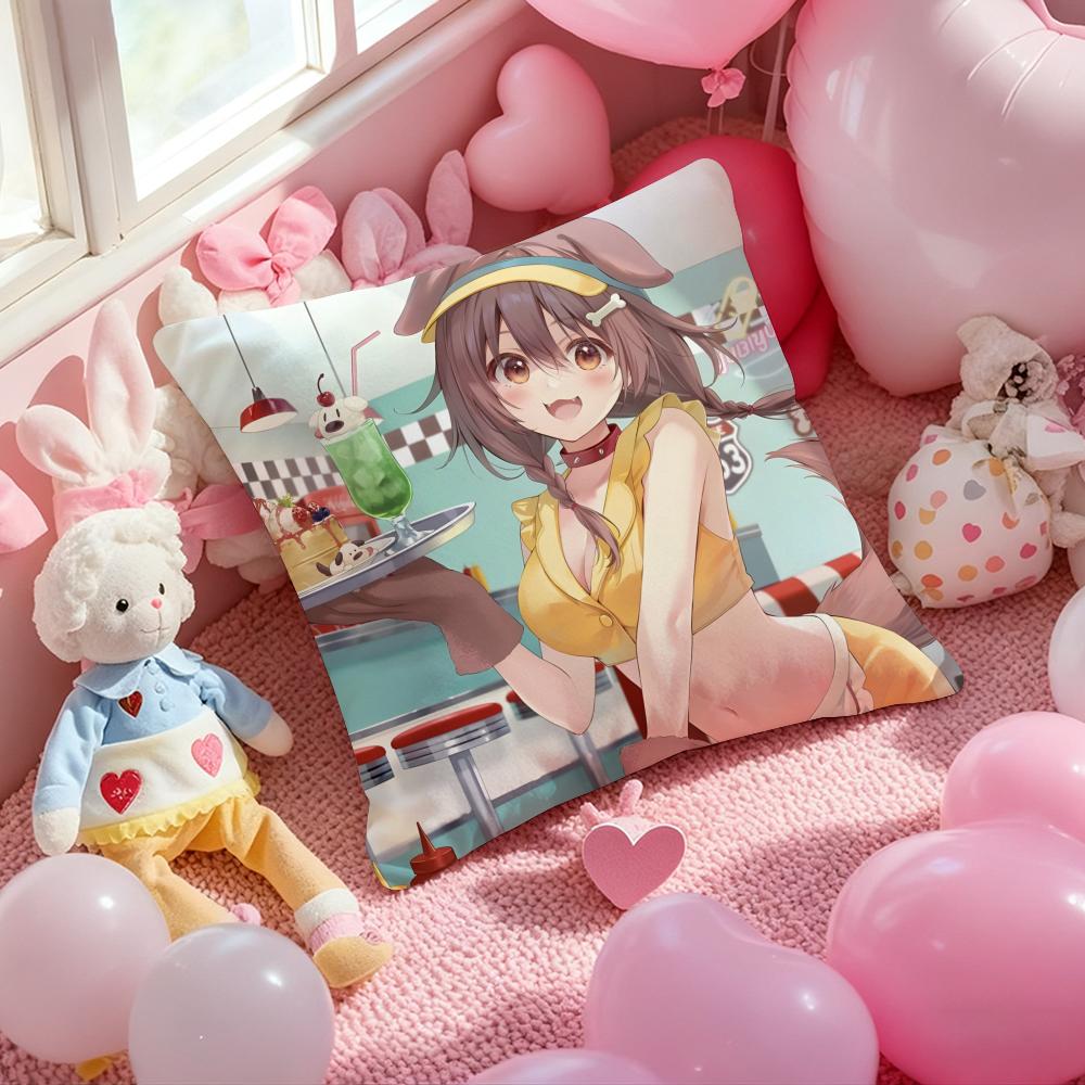 Anime Singer INUGAMI KORONE Cushion Cover Pattern Printed Pillowcase for Living Room Sofa Cushion Cover & Bedroom Decor