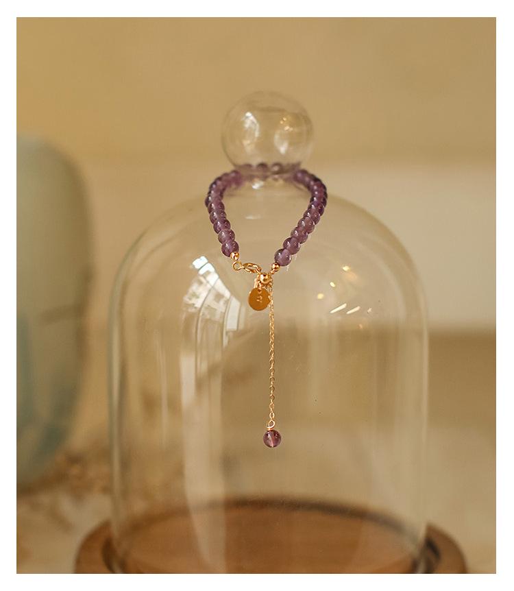 Qiaoen Exquisite Natural Uruguay Amethyst Crystal Bracelet for Girls