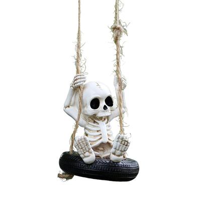 Skeleton Figurines For Halloween Home Decor Hangable Statue Skeleton Tire Swing Figurine Hangable For Walls Ceilings Porch Yard