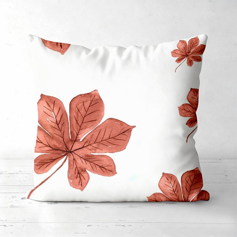 Floral Leaf Pattern White Cushions for Home Decor Polyester Pillowcase, Sofa Decorative Cushion Cov Headboard Pillow