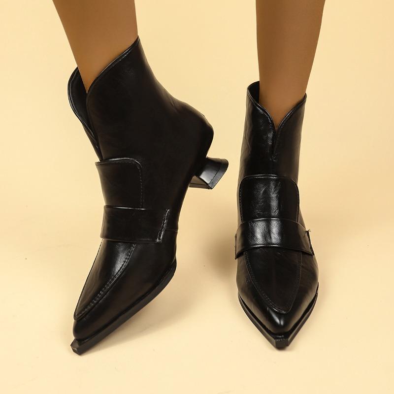 Fashion Fashion Booties Autumn New Pointed Toe Rear Zipper Anti-Slip Wear-Resistant Alien Follower Boots