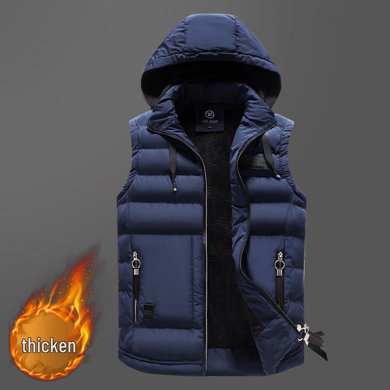Men's Autumn/Winter Fashion Vest with Detachable Hood - Casual Cotton