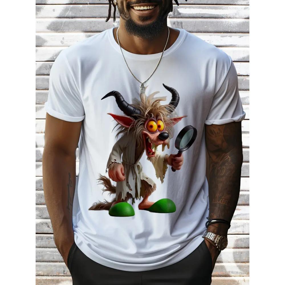 Sommer Herren Outdoor Freizeit Atmungsaktives T-Shirt Kurzarm Cartoon Tier 3D Gedrucktes Muster Groß Übergröße Locker Herren Kinder T-Shirt