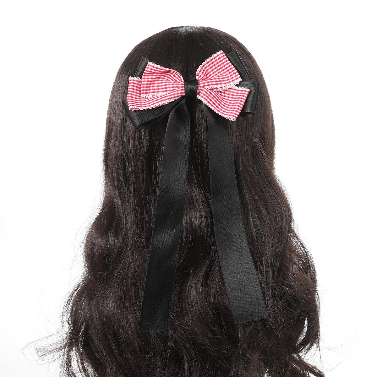 

AWAYTR Plaid Bowknot Duckbill Hairpin Fashion Fabric Hair Clips Valentine Headwear Girl Hair Accessories Festival Gift