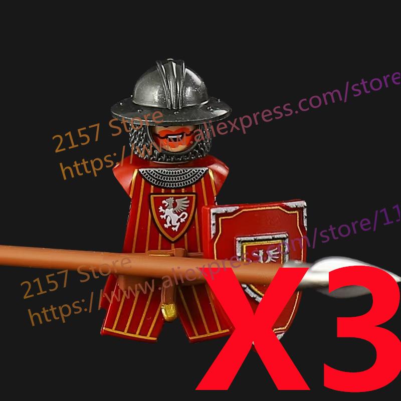 MOC Medieval Figure Building Block Castle Templar Knights Armor Militia Soldiers Gunners Shield Helmet Assembling Brick Toys S26