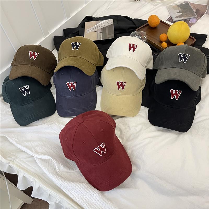 Letter baseball cap women's wide brim big head circumference black cap fashion couple retro face hat