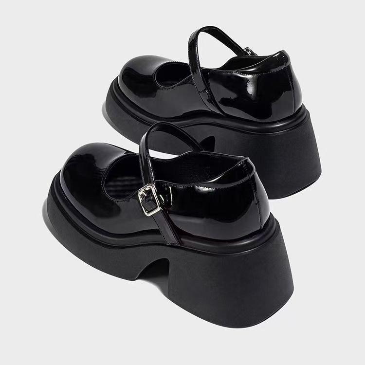 Height increase j thick heel platform small leather shoes autumn new British style k with skirt Mary Jane single shoes