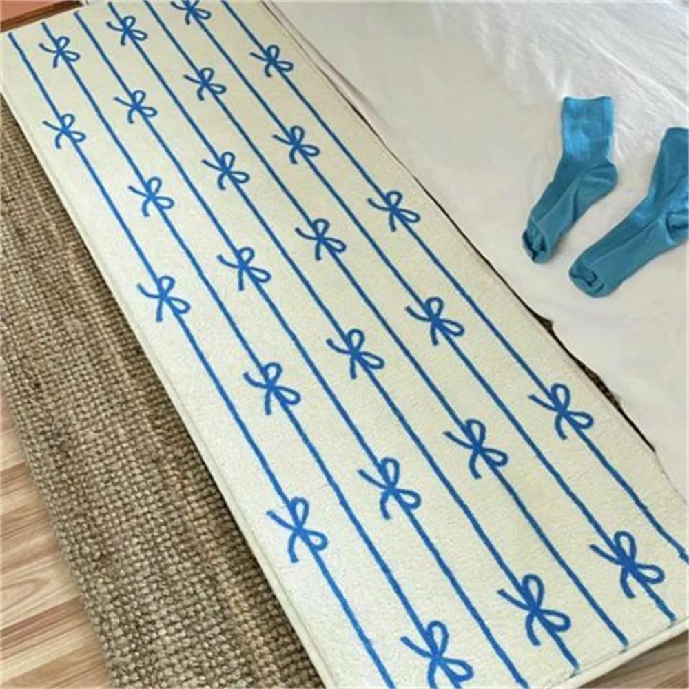 

Irregular Carpet for Bedroom Cute Bow Floor Mat Soft Fluffy Foot Mats Bedside Carpets Cute Girl Rug Home Decoration Rugs 40x120cm