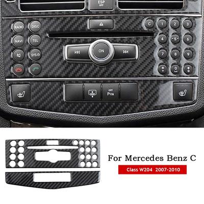 Araba Merkezi Konsol Klima CD Paneli Kapak Trim Mercedes Benz C sınıfı W204 C200 C260 C300 C180 2007-10 Karbon Fiber
