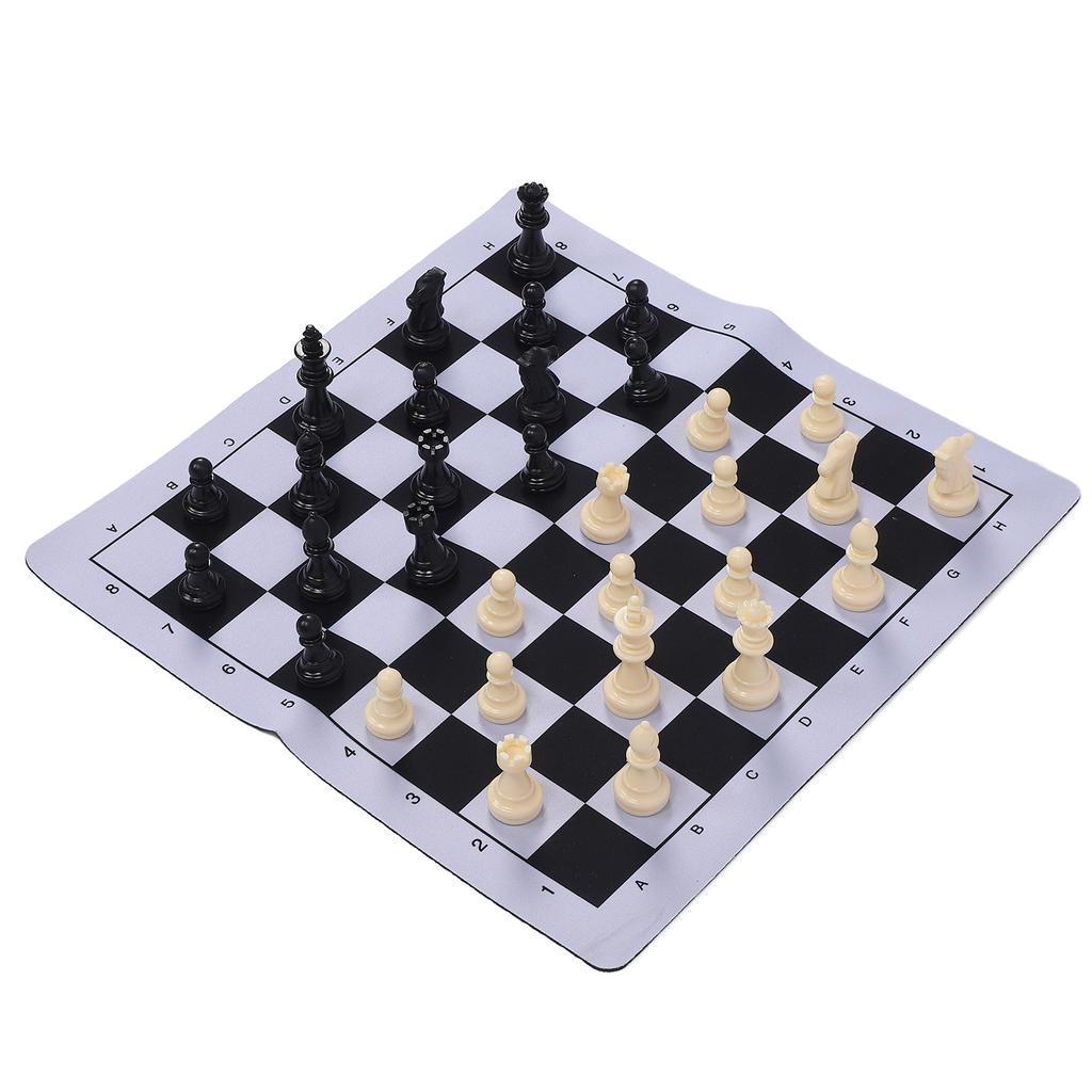 Schachset 35mm Weiches Schachbrett Tragbar Standardgröße Internationales Schachbrettspiel für Zuhause