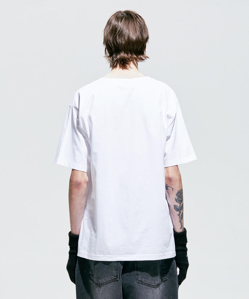 SSY Rib Bold Neck Pierced T-Shirt White