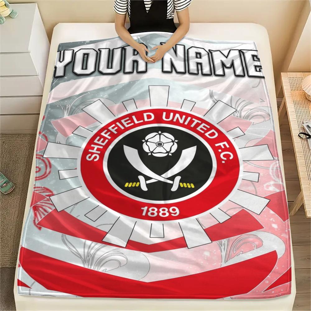 1PC Custom Name Sheffield United FC Patterned Flannel Blanket Suitable For All Seasons for Home Decor Warmth and Comfort Gifts Holiday Present
