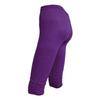 High Waist Solid Color Mid-Calf Stretchy Women Leggings Cropped Pants Bottoms for Running