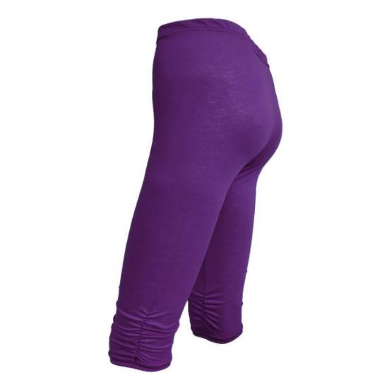 High Waist Solid Color Mid-Calf Stretchy Women Leggings Cropped Pants Bottoms for Running