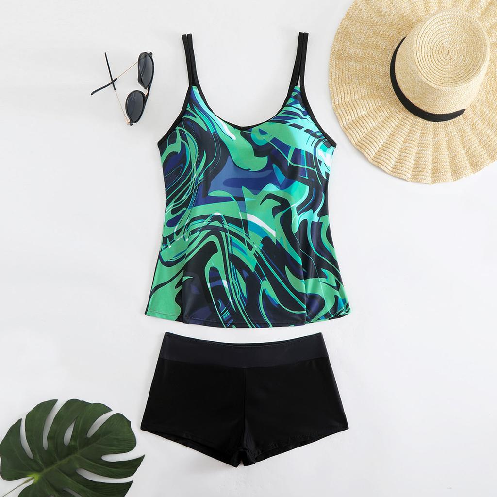 Women's Two Piece Tankini Swimsuit Set with Built-in Bra and Skirt Style Bottoms Stretchy Fabric for Comfortable Fit and Support