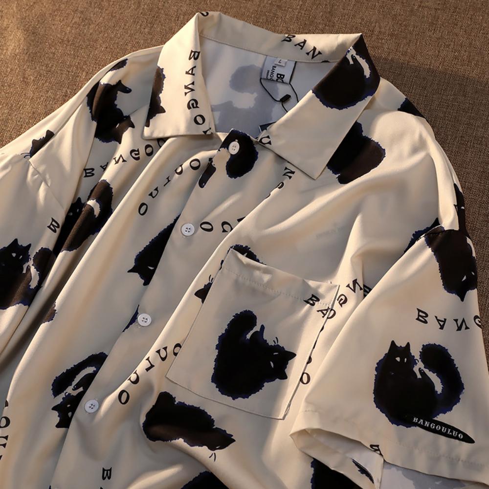 Printed Shirt Men's Short Sleeved Summer Loose Design Sense American Street Shirt Ins Trendy Casual