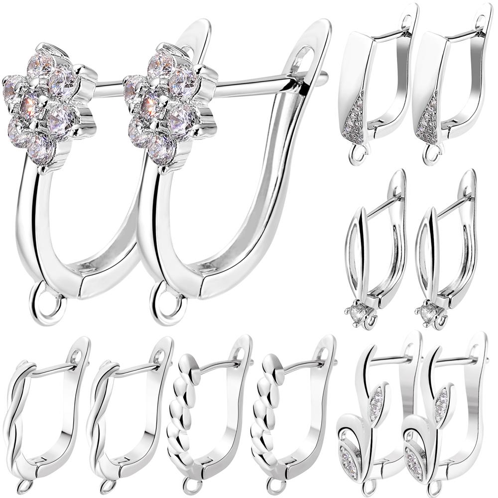 Juya 2 4 Pcs/Lot DIY Anti-Allergy Gold Silver Plated Schwenzy Fastener Ear Wire Hooks Women Earrings Accessories Supplies