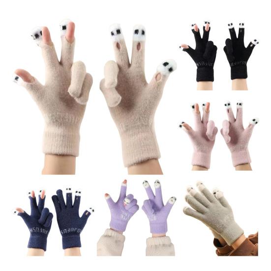 Cute Warm Fuzzy Gloves Women Men Cozy Plush Touch Screen Gloves Winter Funny Finger Gloves for Texting Writing Driving