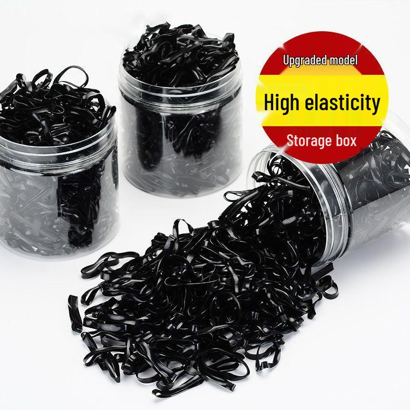 Women's Thickened Black Elastic Hair Ties - Durable, High-Elasticity Rubber Bands for Adult Hairstyles