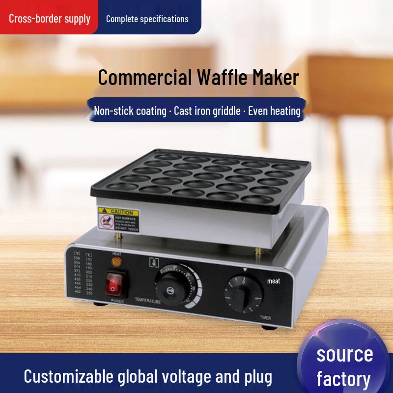 Commercial Electric Waffle & Dorayaki Maker with 25 & 50-Hole Plates, Global Plug FQ-25A/25-Hole Pancake Maker