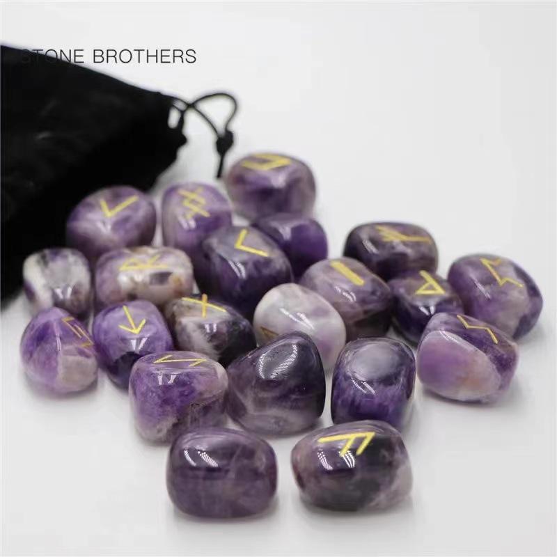 Natural Crystal Rune Set with 25 Irregular Stones
